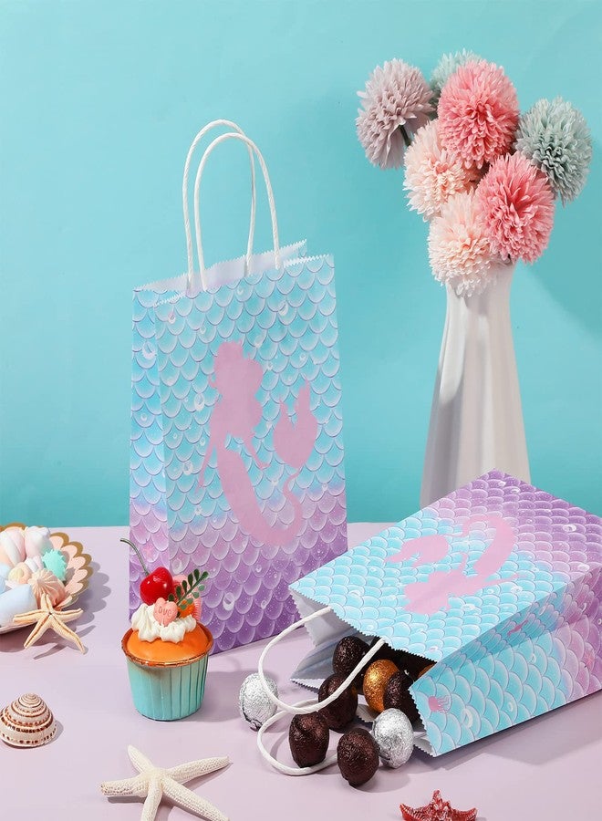 Jectivs 16 Piece Mermaid Birthday Party Favor Bags - Kraft Paper Gift Bags with Handles for Kids' Little Mermaid Themed Baby Shower Party Supplies - Image 5
